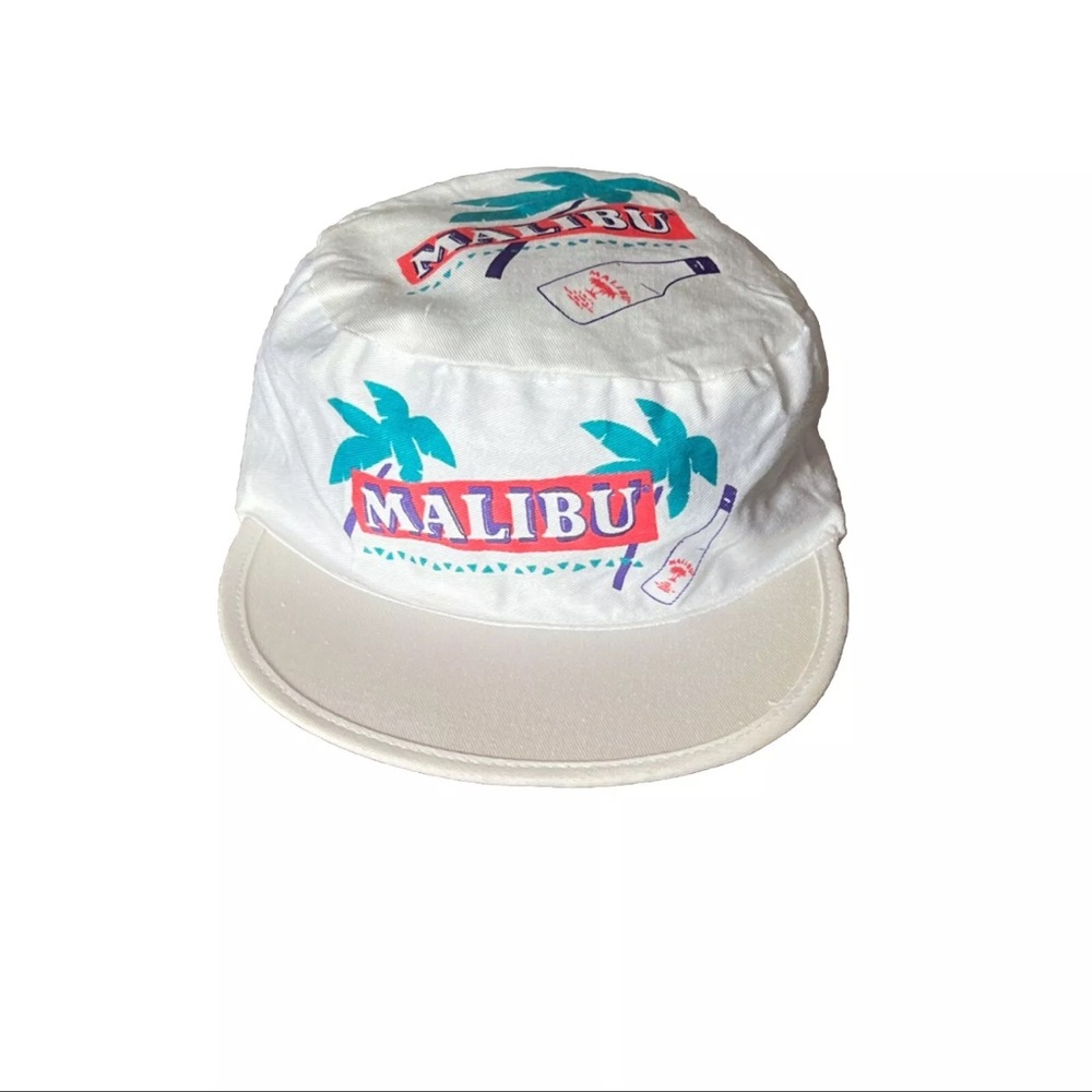Vintage Malibu Rum White Miami Color Beach Cali Surfer Neon Pink One Size Hat